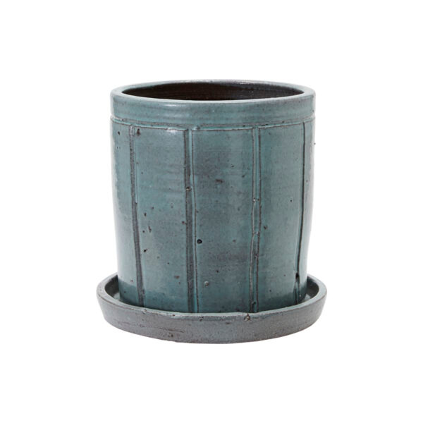 House Doctor - Urtepotte med underskål, Julian, Grå/Grøn H24 x Ø22 cm